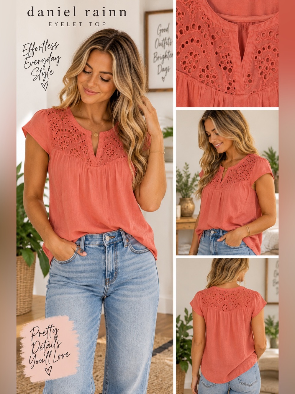 NWT Daniel Rainn Eyelet Top Small